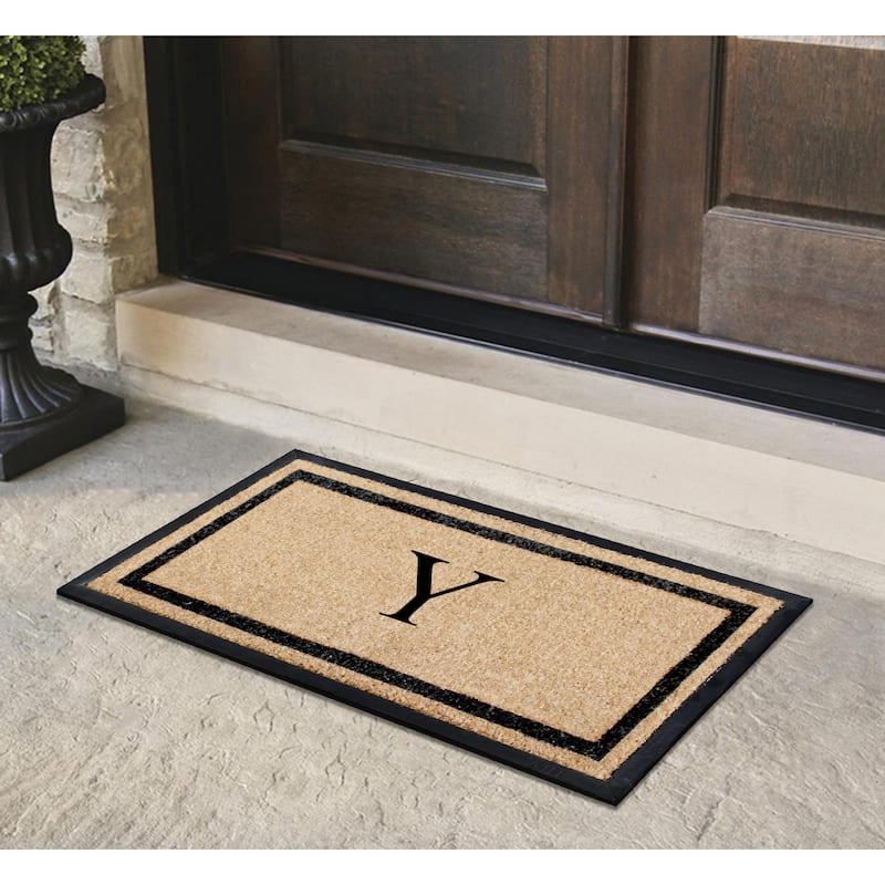 A1HC Rubber and Coir Heavy Weight large Outdoor Durable Monogrammed Doormat 24"X48", Beige