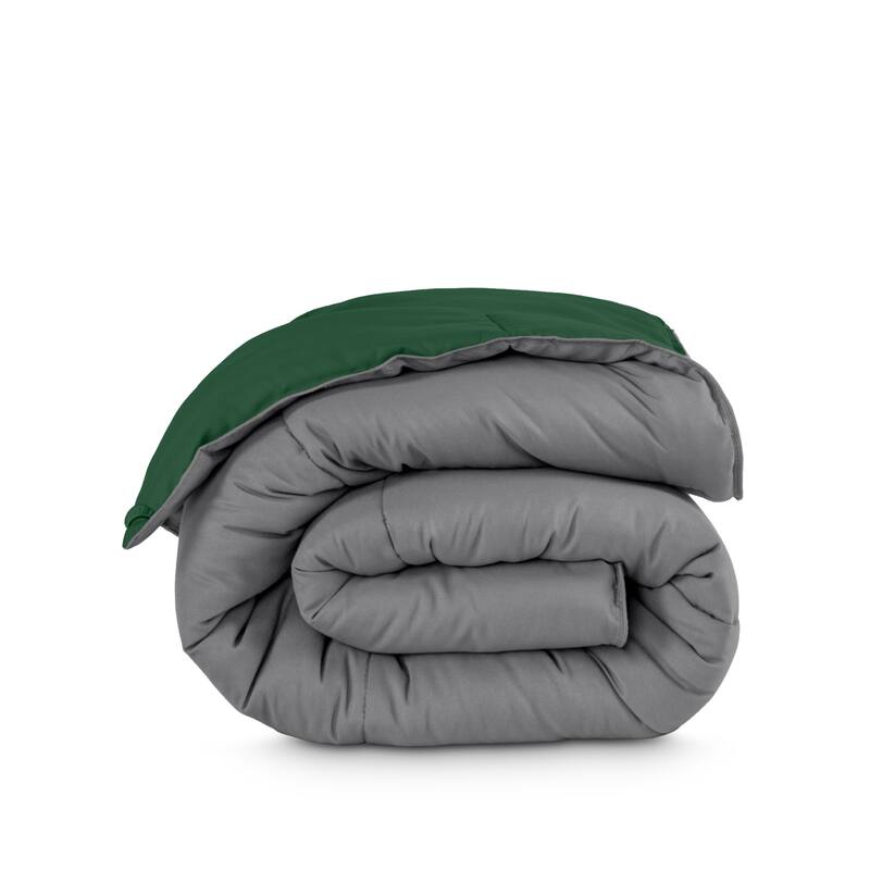 Bare Home Reversible All Season Down Alternative Comforter - Queen - Grey/Forest Green