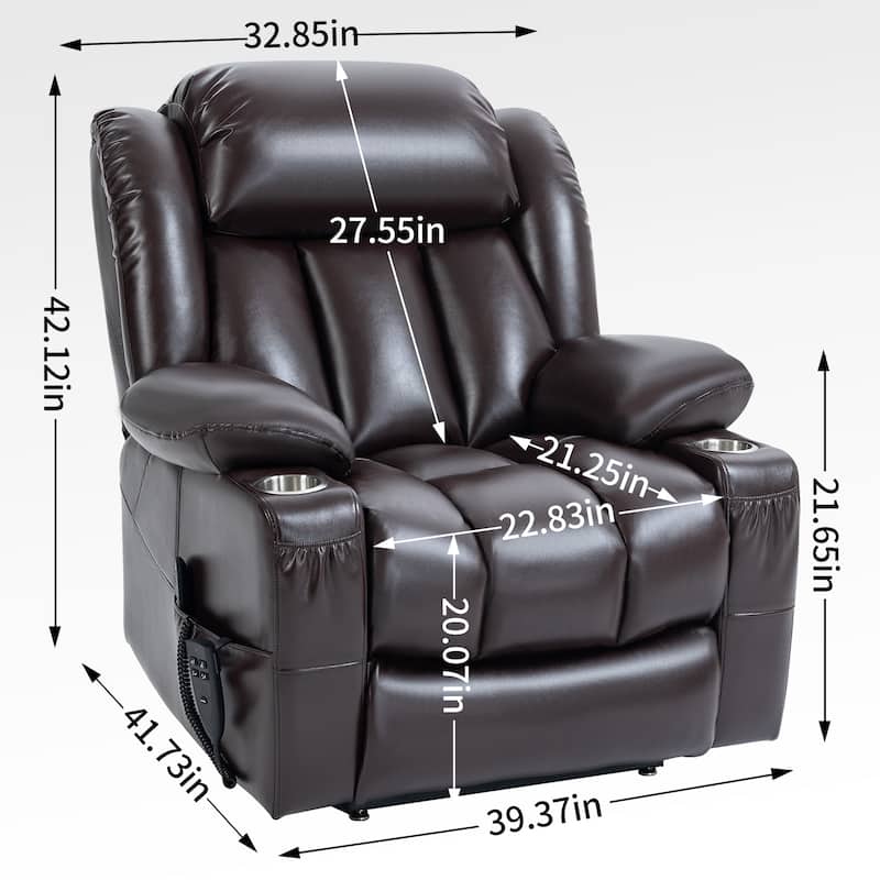 Dual Motor Infinite Position Up to 350 LBS Leatherair Power Lift Recliner Chair, Heavy Duty Motion Mechanism