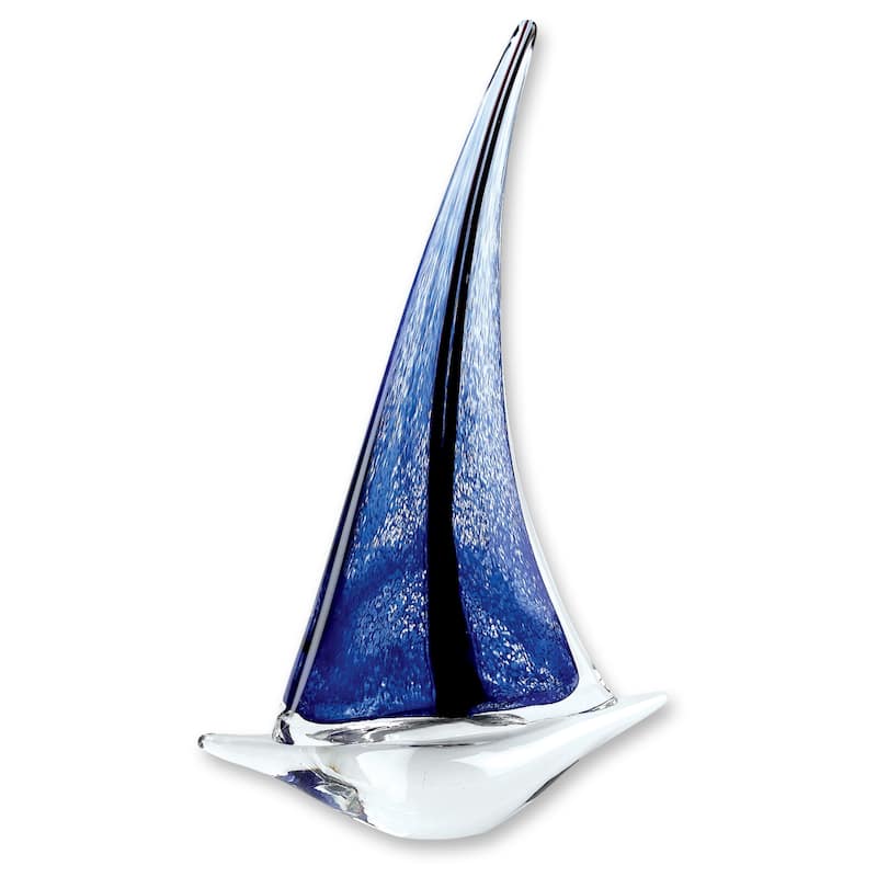 9" Blue Art Glass Sailboat