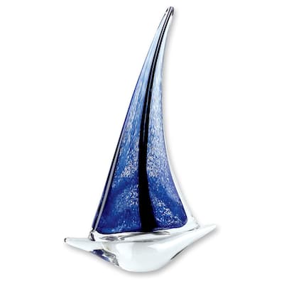 9" Blue Art Glass Sailboat