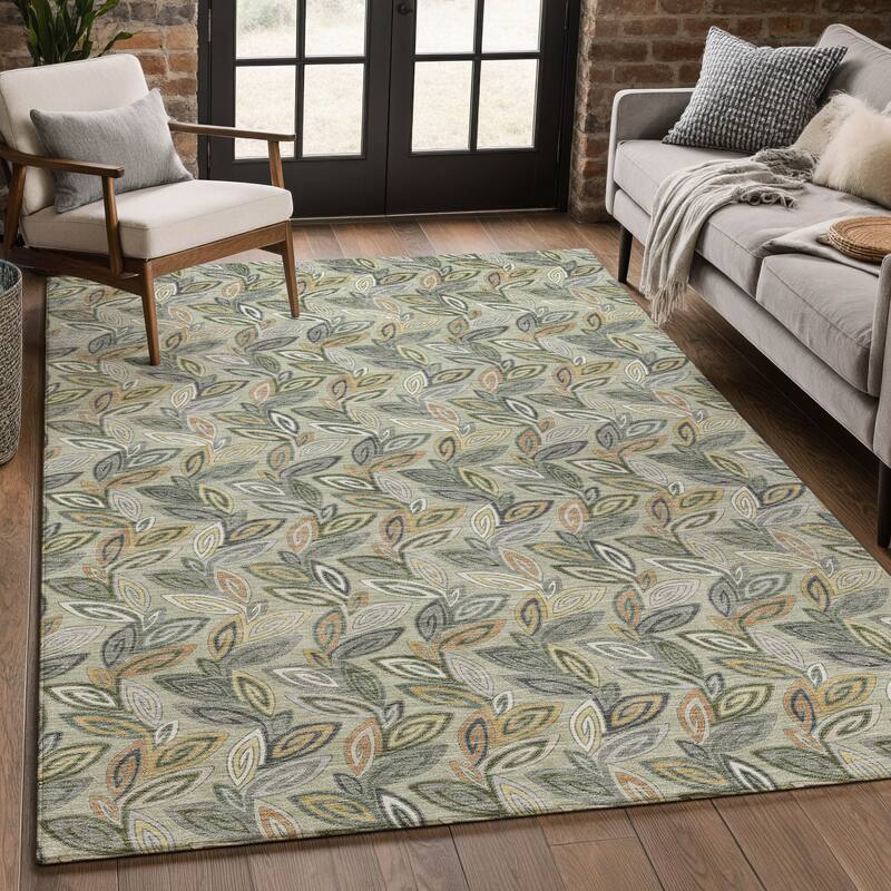 Machine Washable Indoor/ Outdoor Modern Rose Hill Chantille Rug
