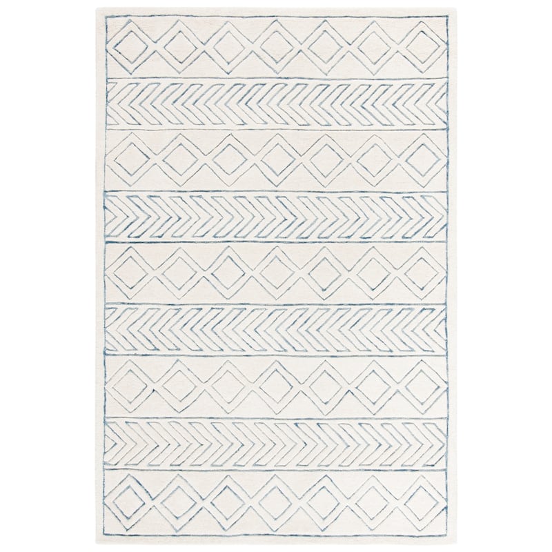 SAFAVIEH Handmade Glamour Haruka Contemporary Wool Rug - 4' x 6' - Ivory/Blue