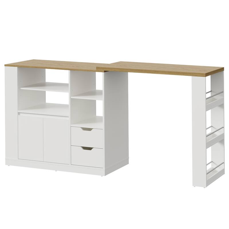 Extendable Kitchen Island with Storage
