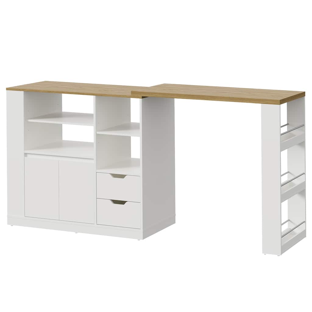 Extendable Kitchen Island with Storage