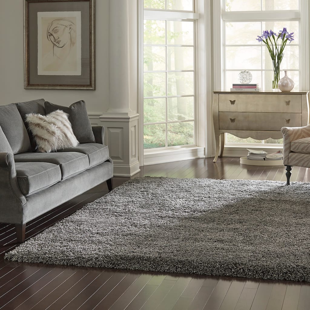Gertmenian Ultimate Solid Charcoal Grey Plush Shag Area Rug