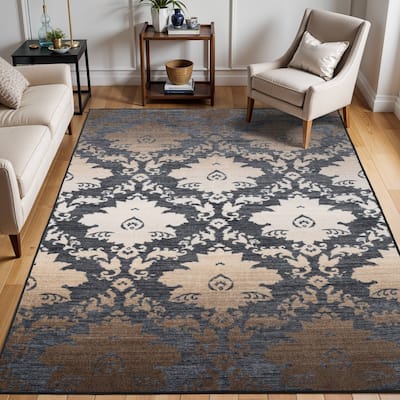 Superior Geneva Medallion Scroll Non-Slip Washable Indoor Runner or Area Rug