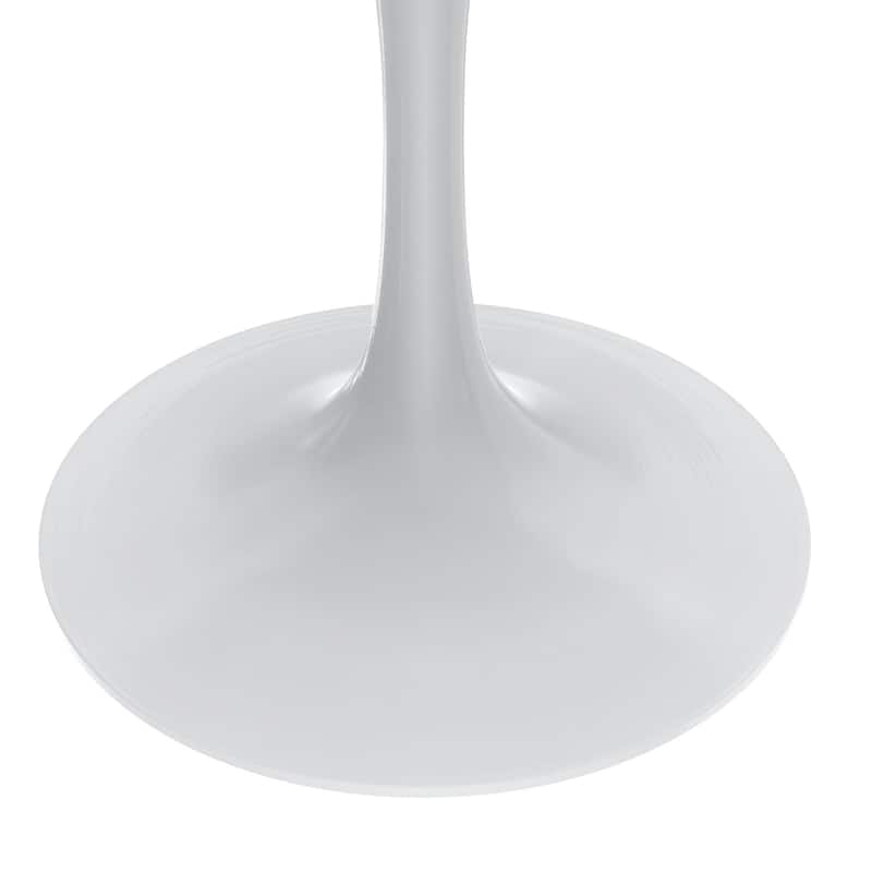 LeisureMod Verve 48" Round Dining Table with Stone TableTop and White Steel Base for Kitchen & Dining Room