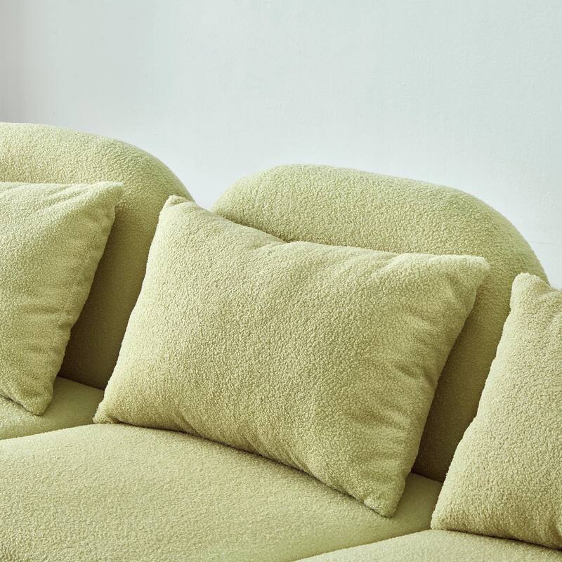 Teddy Fabric Three-Seat Lazy Sofa for Living Room
