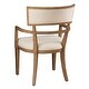 preview thumbnail 2 of 1, Solid Wood Ivory Linen Upholstery Dining Chair with Arms