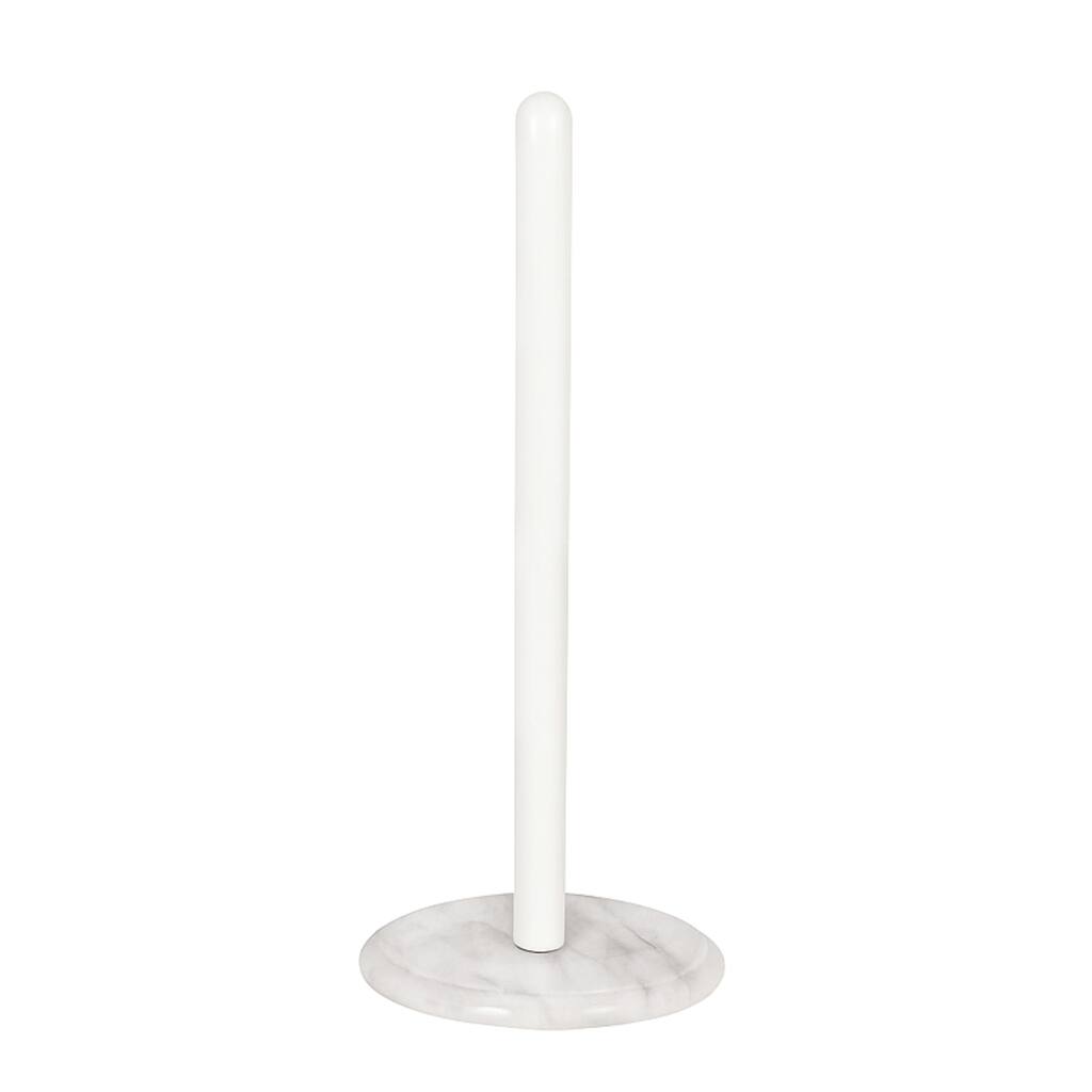Creative Home White Marble Upright Paper Towel Holder with White Metal Pole