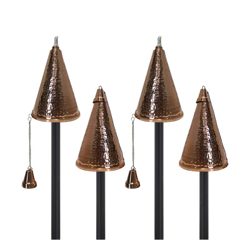 Small Hawaiian Cone Tiki Torch - Hammered Copper - 4 Pack