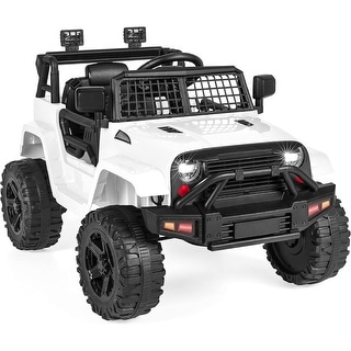 12V Kids Ride On Truck with Remote Control, Spring Suspension - White