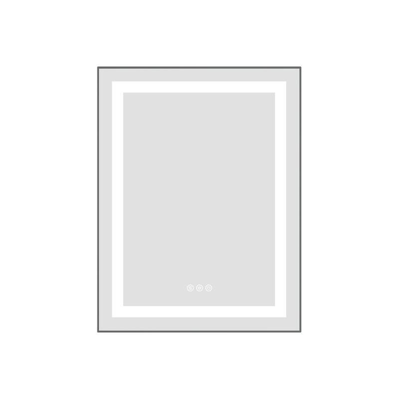 24" x 28" LED Bathroom Mirror with Front and Backlight, Wall Mounted Vanity Mirror with Aluminum Frame, Anti-Fog - Gun Ash