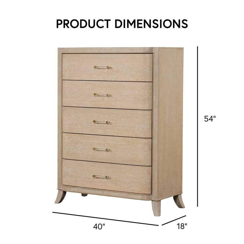 Furniture of America Kian Modern 6-Piece Natural Oak Solid Wood Panel Bedroom Set