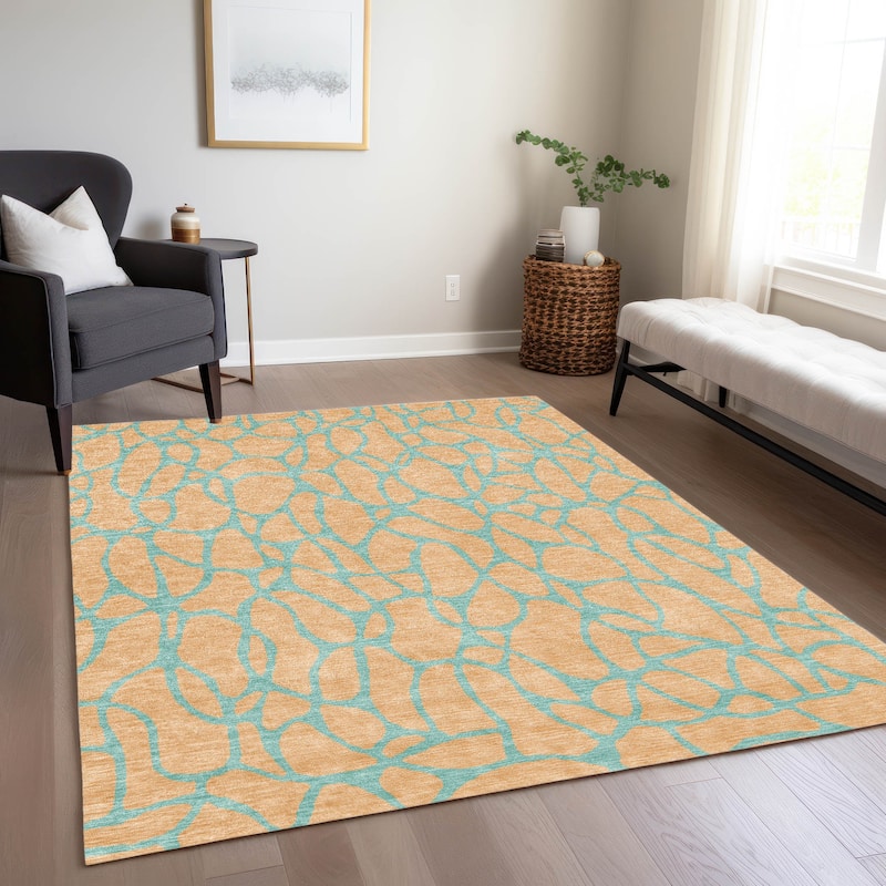 Machine Washable Indoor/ Outdoor Contemporary Chantille Rug