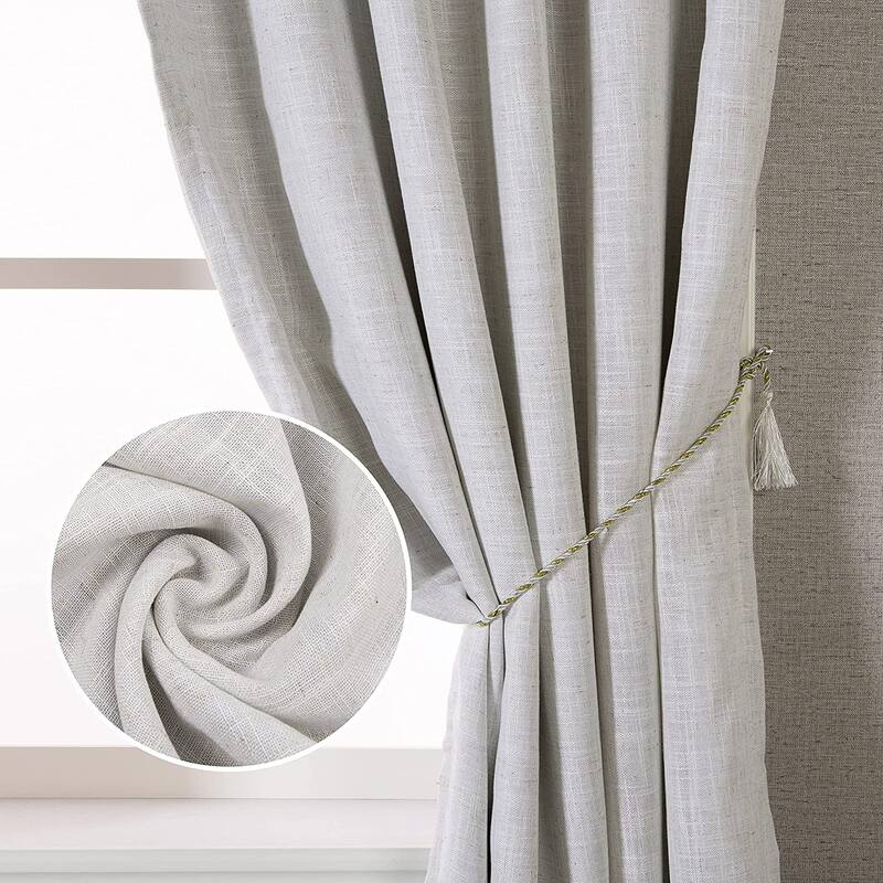DriftAway Twist Tab Linen Textured Lined Blackout Solid Curtains 2 Panels