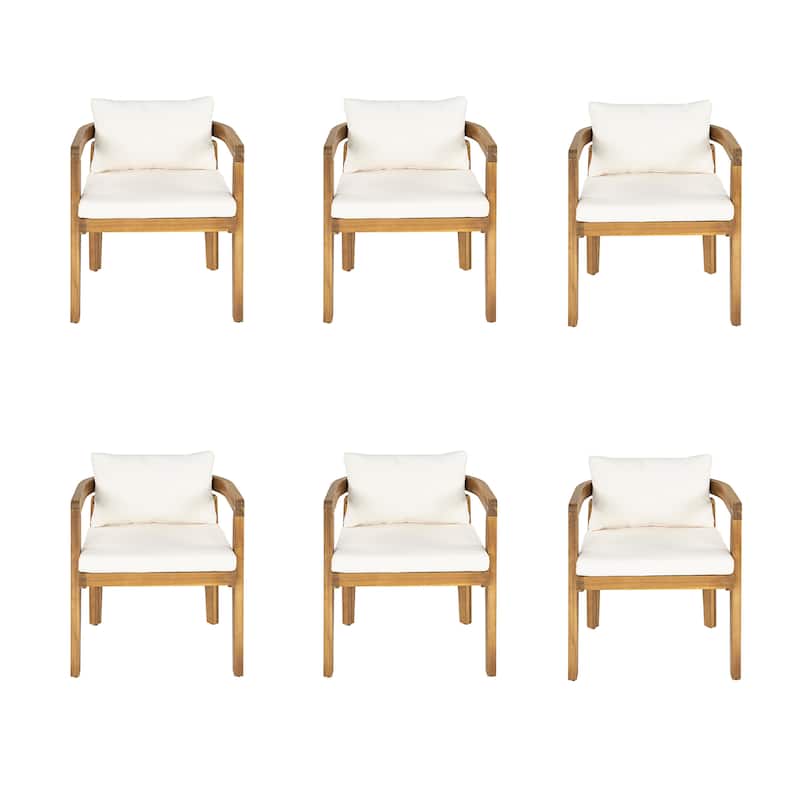 Christopher Knight Home - Acacia Wood Outdoor Patio Dining Chair Set with Cushions