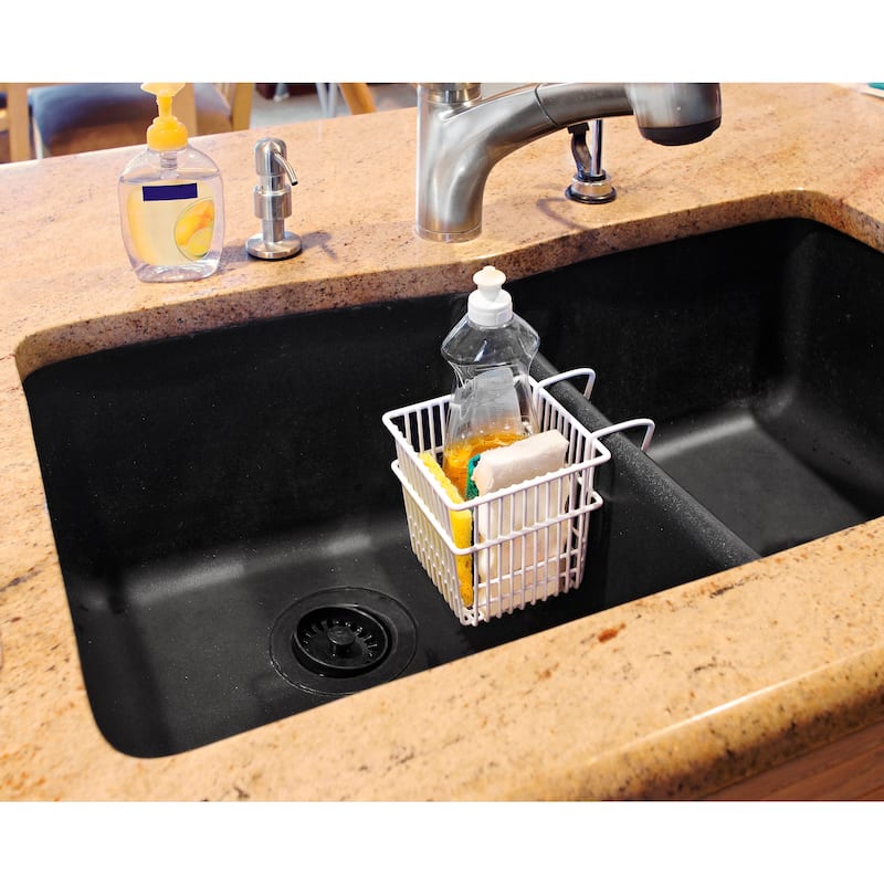 Kitchen Details White Double Sink Sponge Holder - 7"x5"x5"