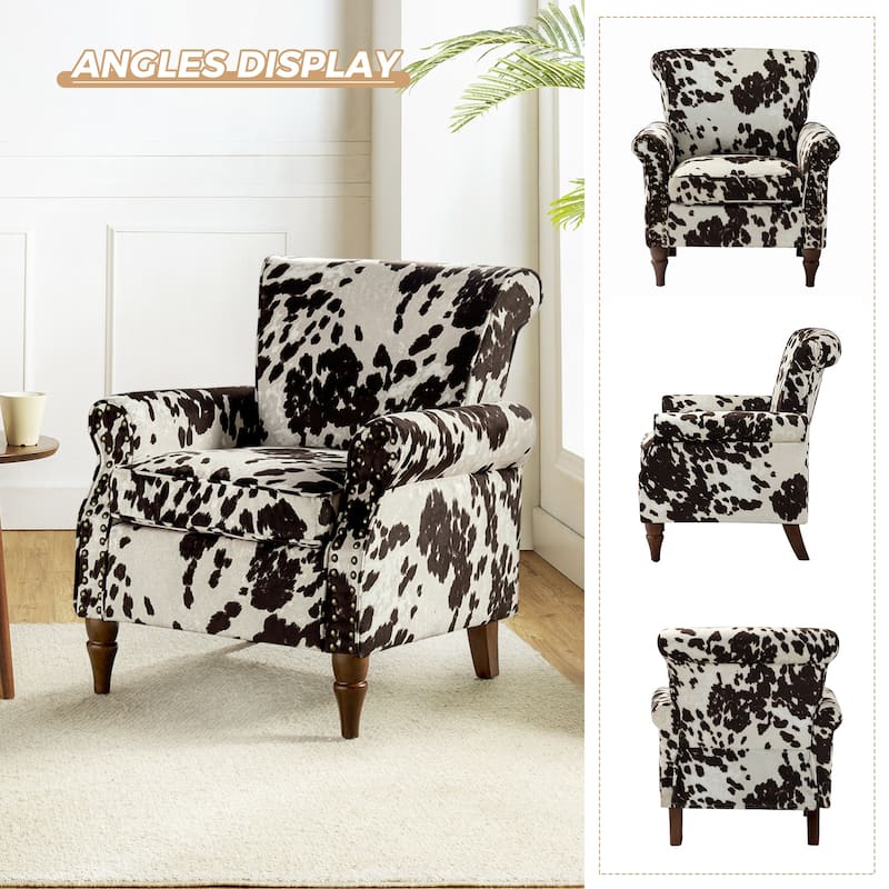 Nyctelius Traditional Polyester Accent Chair with Rolled Arms and Nailhead Trim by HULALA HOME