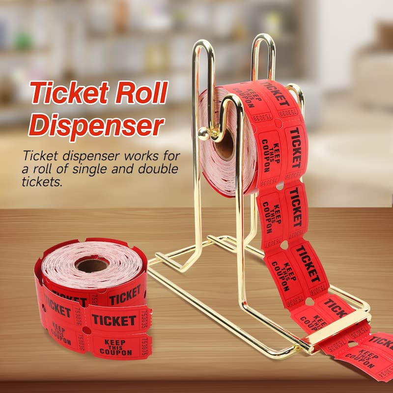 GSE™ Brass Raffle Ticket Dispenser for Single or Double Roll Raffle Tickets Lotteries - Yellow