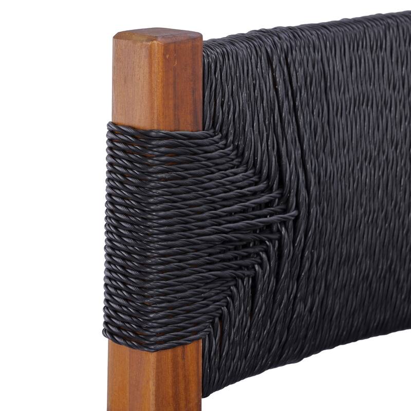 Christopher Knight Home - Modern Acacia Wood Outdoor Bar Stools with Teak Finish and Wicker Back Patio Chairs