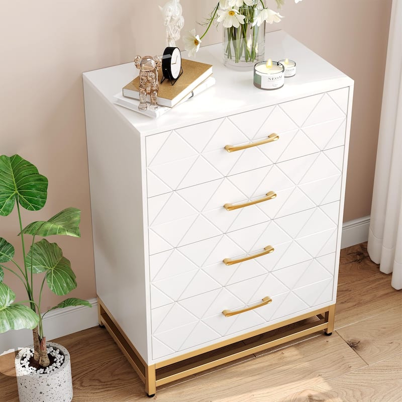 Chest of 4 Drawers Dresser with Metal Handle