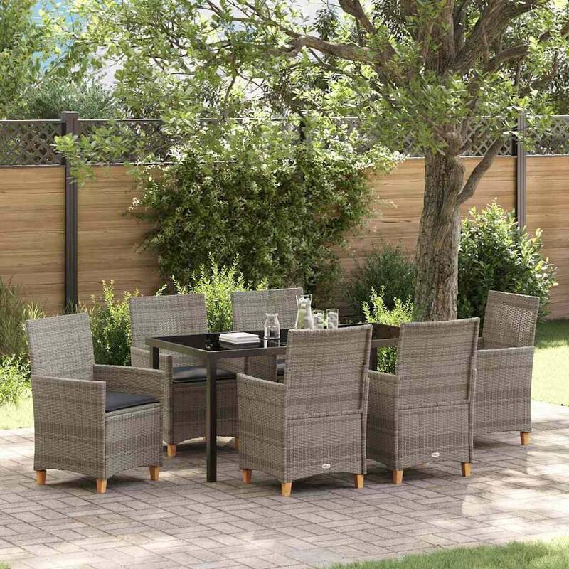 vidaXL Garden Dining Set Poly Rattan - Grey-21.65x23.62x36.61 inch