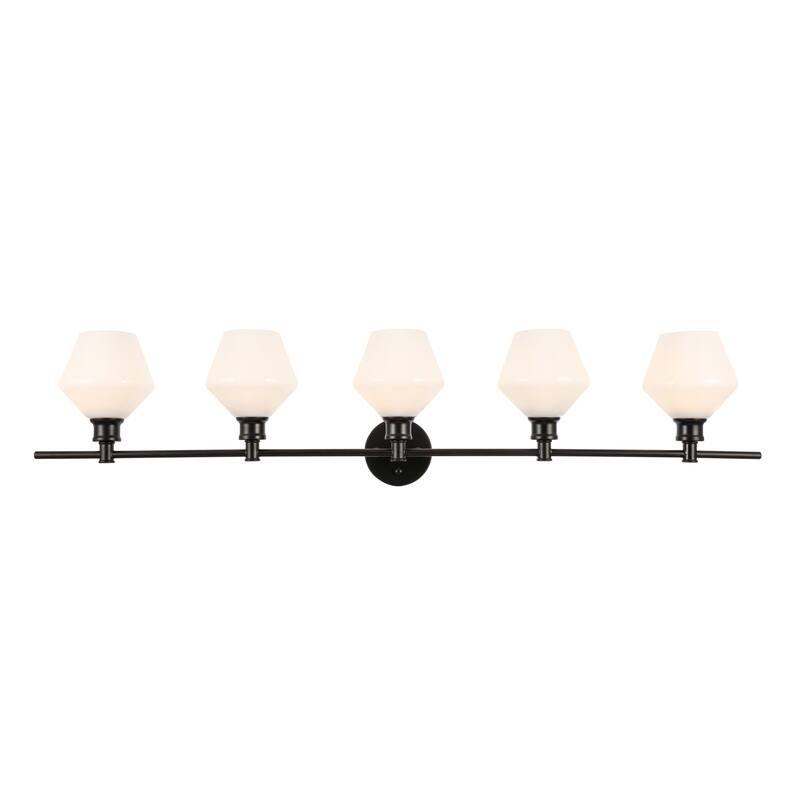 Elegant Lighting Gene 5 Light 47" Wide Bathroom Vanity Light with - Black
