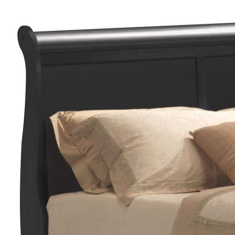 Queen Size Wood Sleigh Bed with Box Spring Required and 3-Slat Support