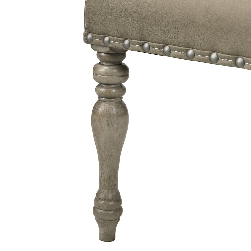 Roundhill Furniture Birmingham 7-piece Driftwood Finish Table with Nailhead Chairs Dining Set