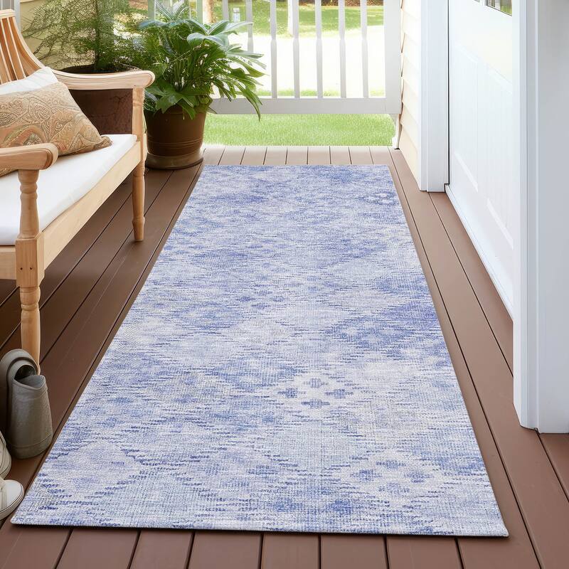 Machine Washable Indoor/ Outdoor Boho Modern Chantille Rug