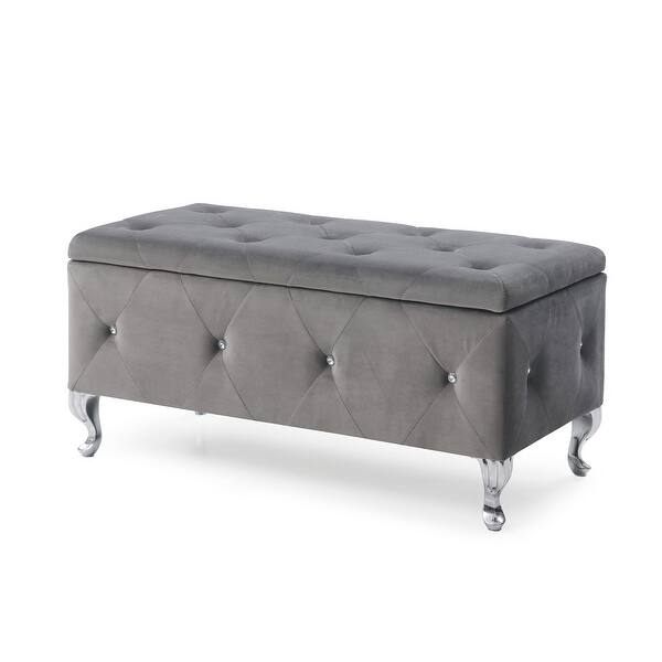 Upholstered Tufted Storage Bench On Sale Overstock 8644712