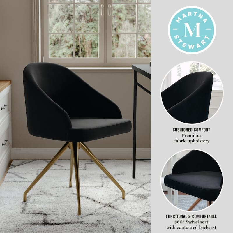 Martha Stewart Upholstered Stationary Swivel Home Office Chair