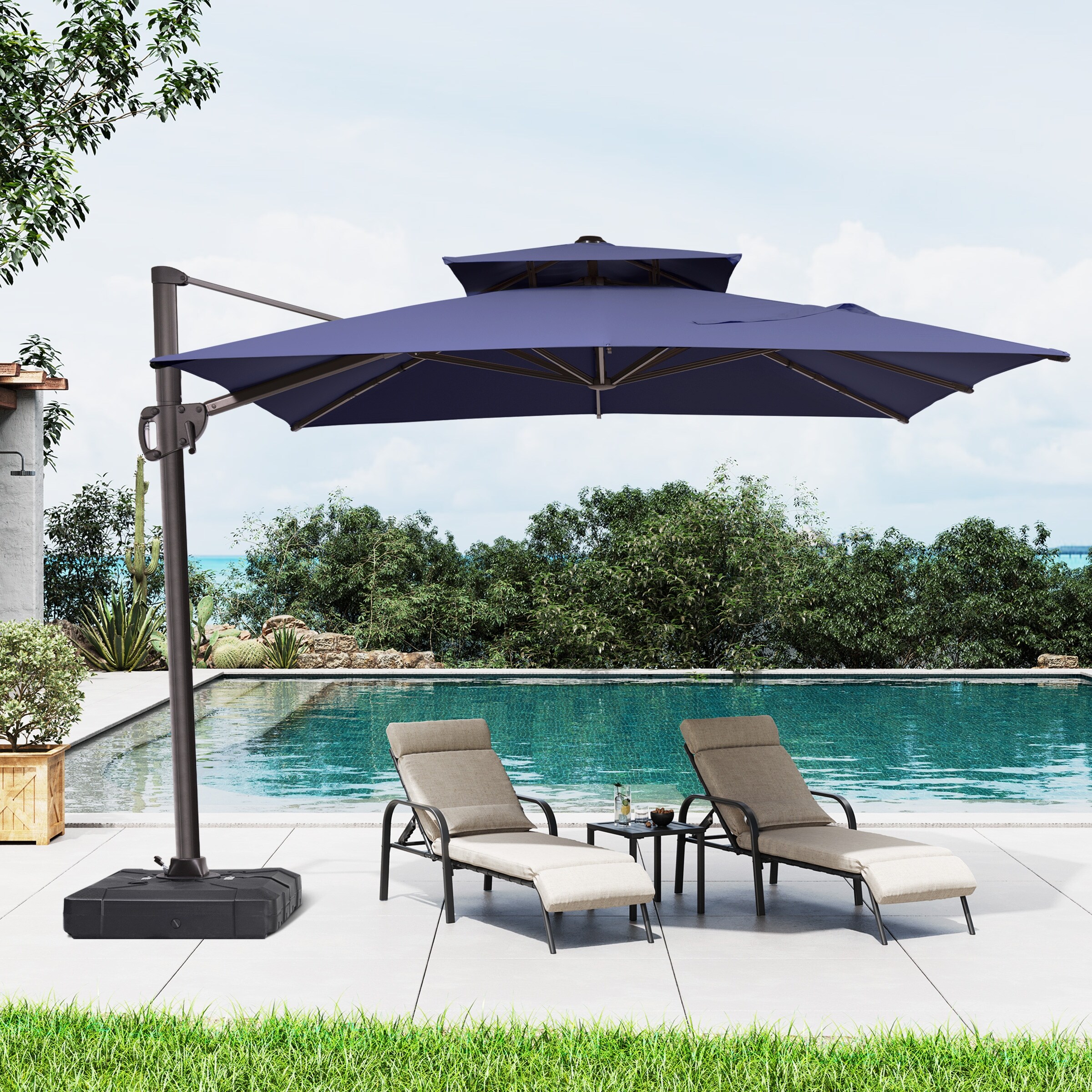 best rated 10 patio umbrella GRAND 10x10 FT Square Patio Cantilever Umbrella, Deluxe Curvy Of GRANDPATIO Elevate your outdoor living with our premium cantilever umbrella that delivers superior shade control and exceptional durability Domi 10'x10' Cantilever Patio Umbrella,