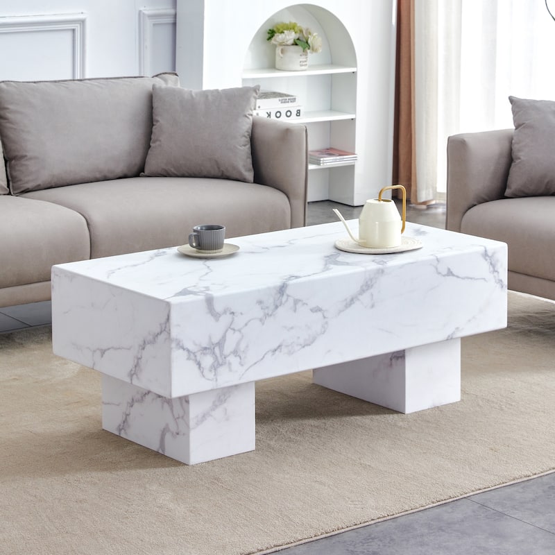 Roomfitters Rectangular MDF Coffee Table, 43.3"x21.6"x17.2" Wood Finish, Stylish Accent for Living Room or Apartment