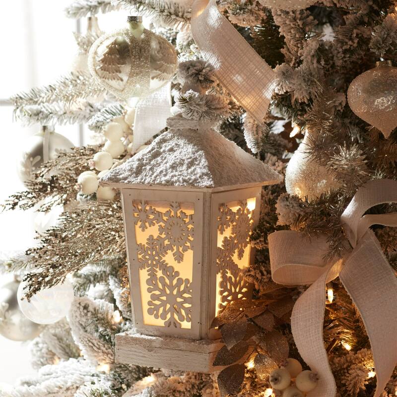 LED Lighted Frosted Lantern - 16.5" - White