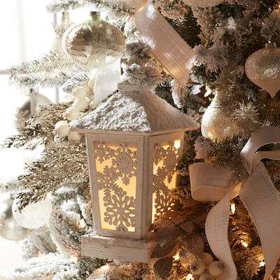 LED Lighted Frosted Lantern - 16.5" - White