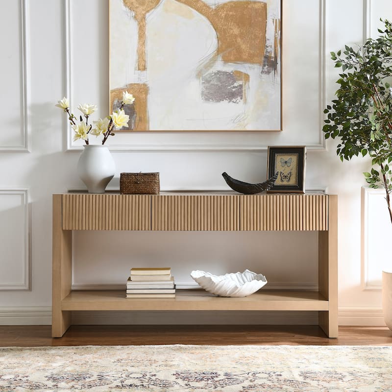Manzanita 60" Wide Rectangular Solid Wood Fluted Console Table - 60" Wide