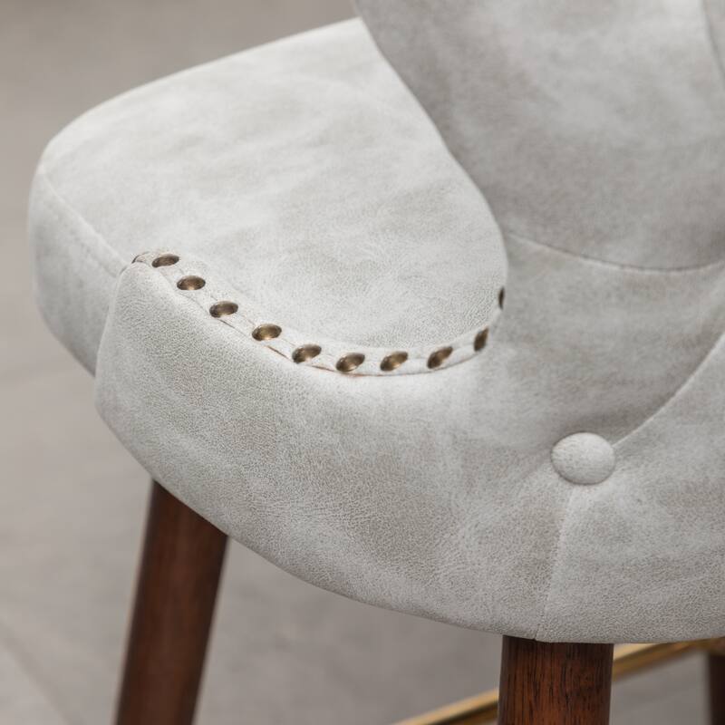Roundhill Furniture Nevis Mid-century Modern Faux Leather Tufted Nailhead Trim Counter Stool Set of 2