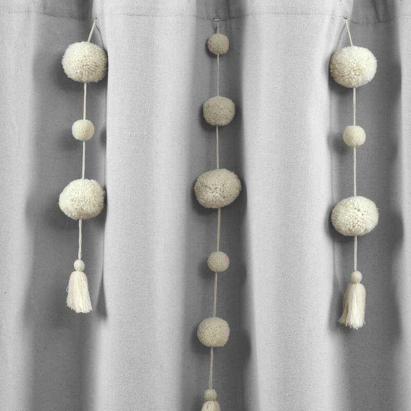 Lush Decor Boho Pom Pom Tassel Linen Shower Curtain