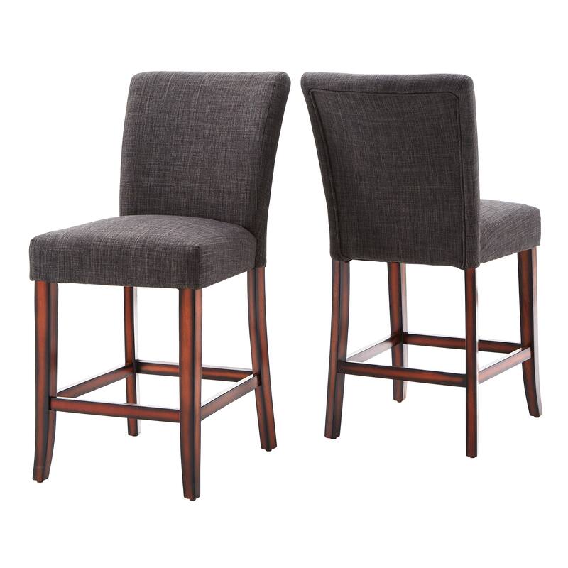 Parson Classic Linen Counter Height High Back Stools (Set of 2) by iNSPIRE Q Bold - Dark Grey