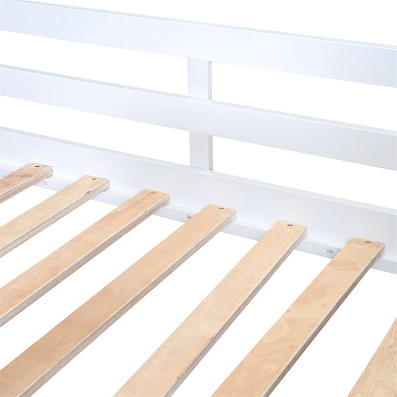 Full Size Bunk Wood House Bed with Tent