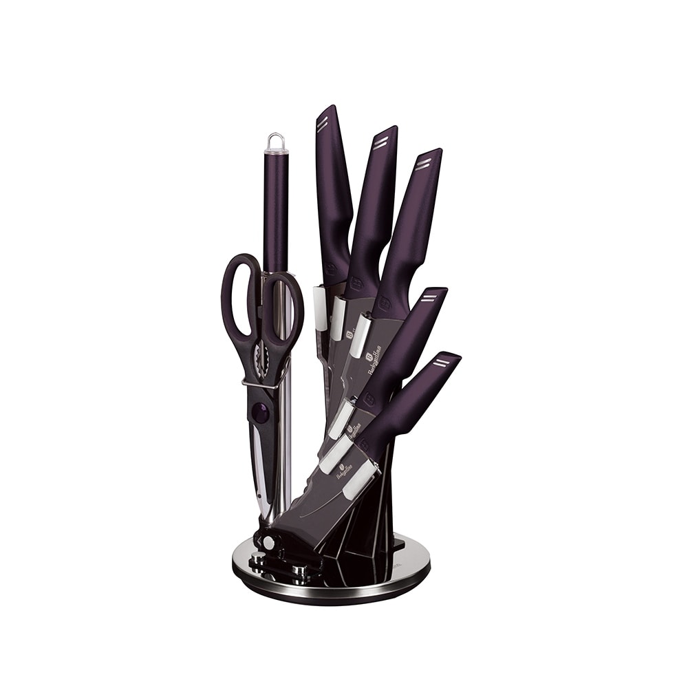 Berlinger Haus 8-Piece Knife Set w/ Acrylic Stand Purple Collection