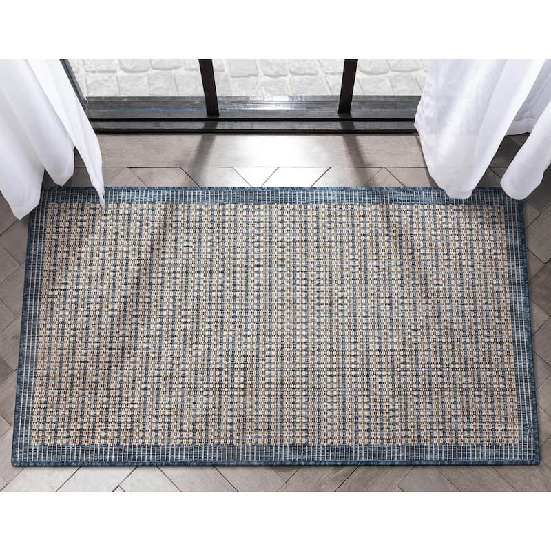 Well Woven Medusa Odin Indoor Outdoor Border Solid Area Rug - 2'3" x 3'11" - Blue