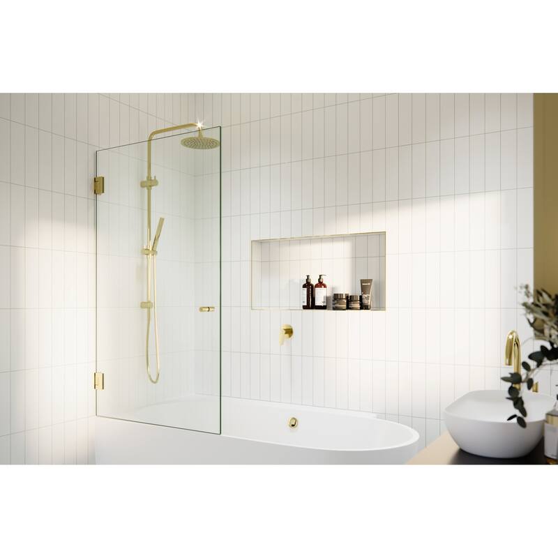 Glass Warehouse GW-B-DO-34 Albedo 58" High x 34" Wide Hinged Frameless - Polished Brass