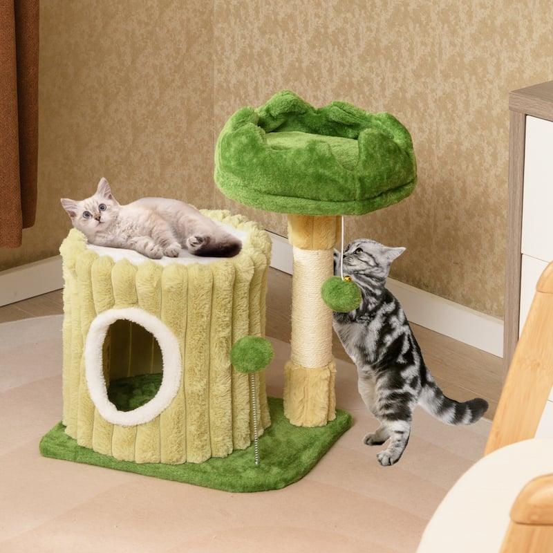 Cute Cat Tree with Sisal Scratching Posts and Dangling Ball - 20" x 16" x 21.5"