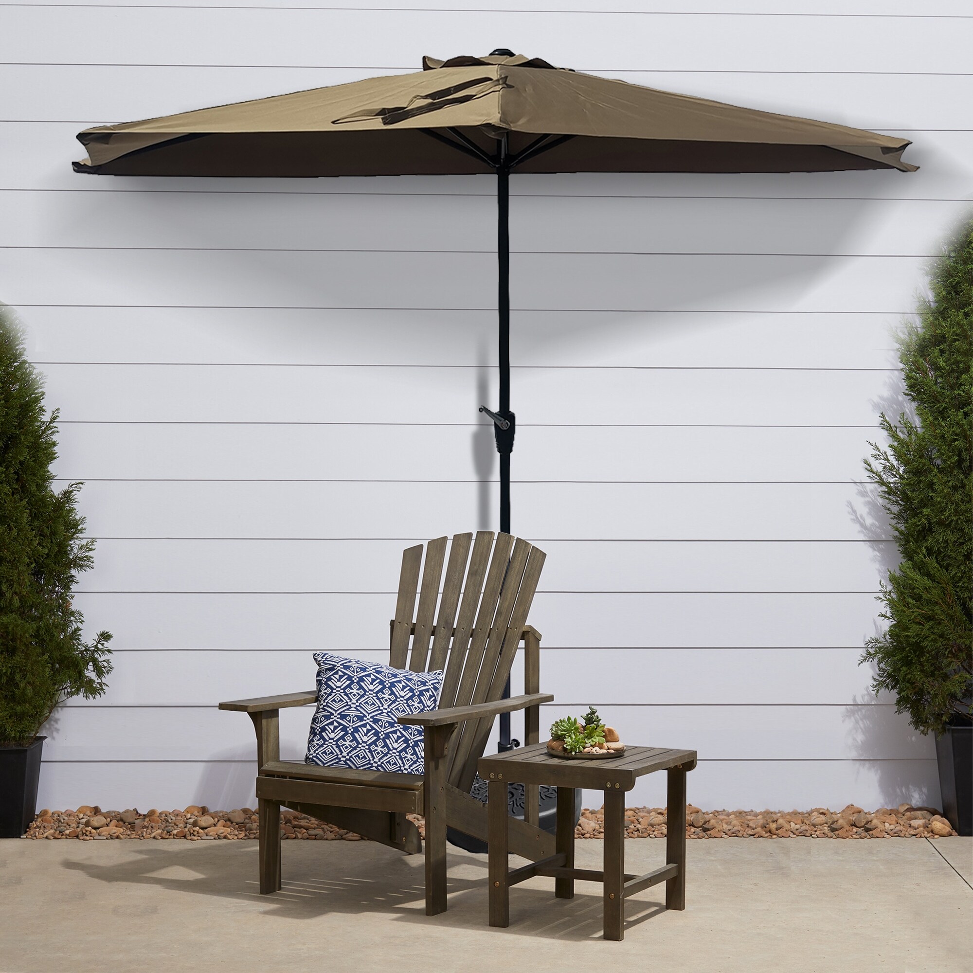 Shop 9ft Outdoor Patio Market Half Umbrella With Crank Overstock 32180767