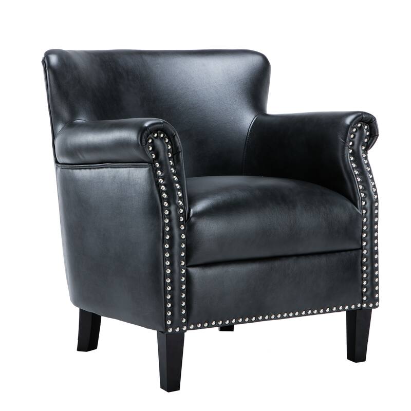 Hendrick Faux Leather Club Chair by Greyson Living - Charcoal
