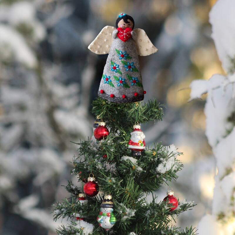 Handmade Felt Angel Tree Topper/Tabletop Décor, Turquoise